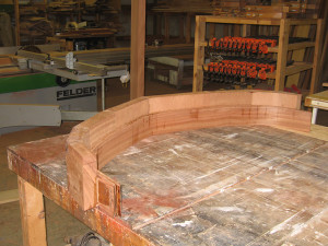 Custom door frame, curved peak.