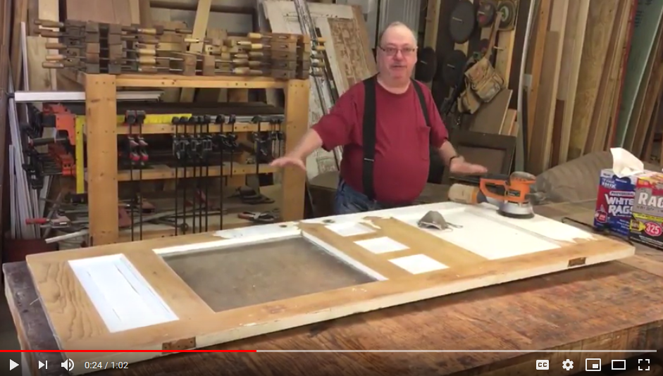 Milk paint removal from a painted door