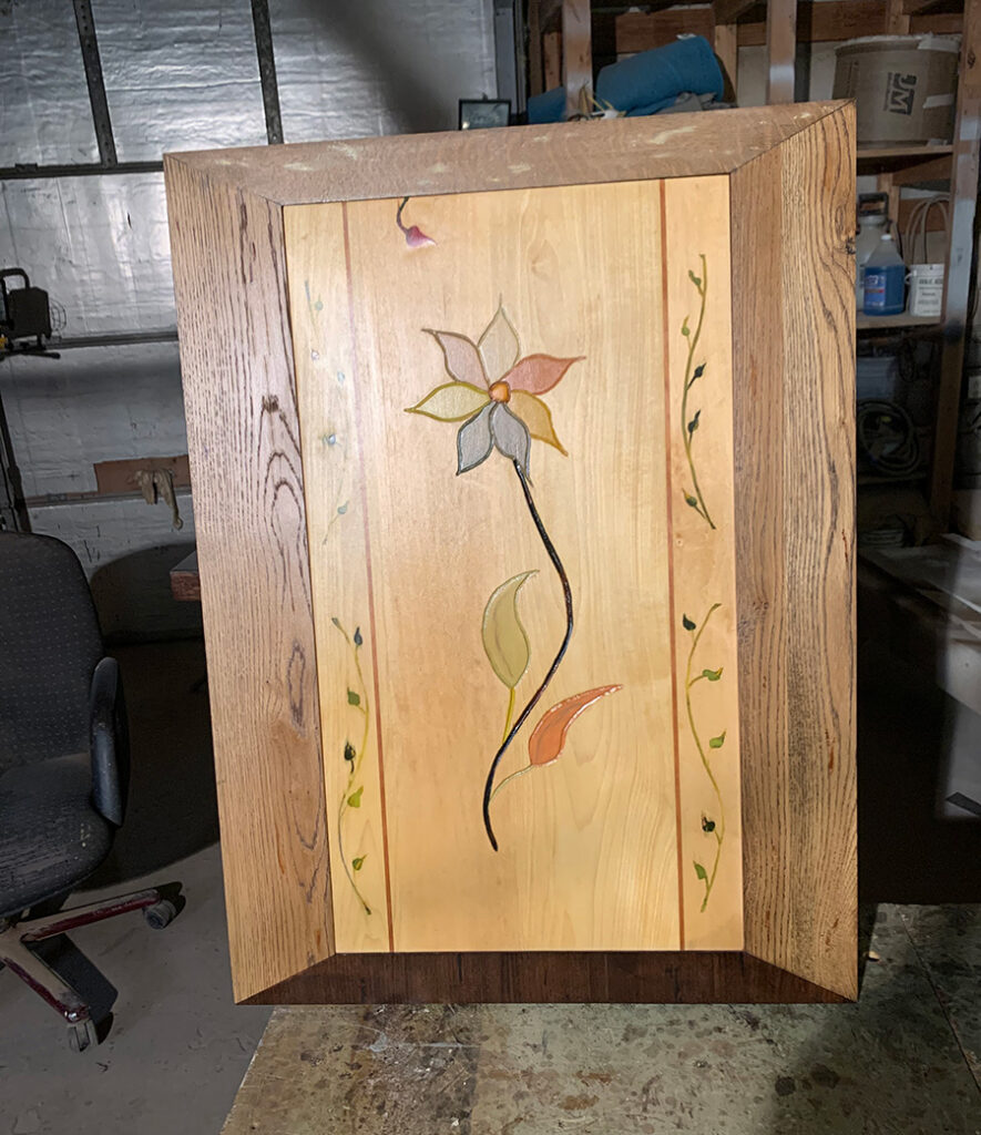 Nearly complete art panel for a custom wood door